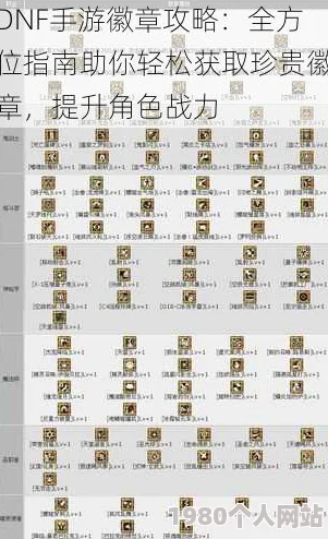 dnf玩家必看：花花勋章选择指南，助你快速提升角色实力！
